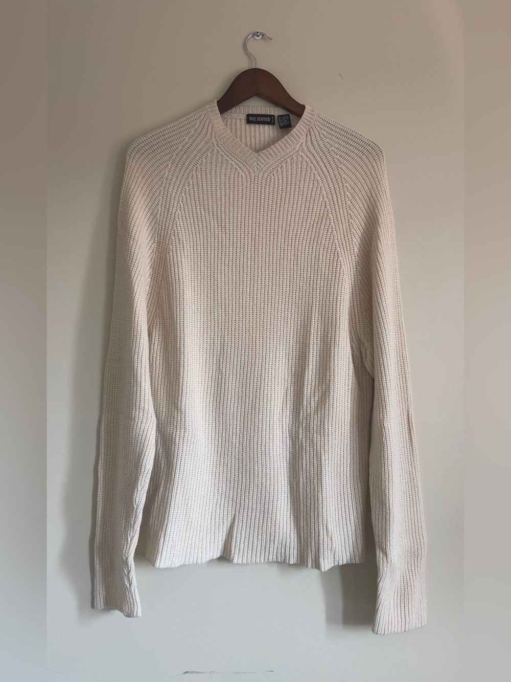 Holt Renfrew 100% Cashmere Vintage Rib Knit Sweater in Cream